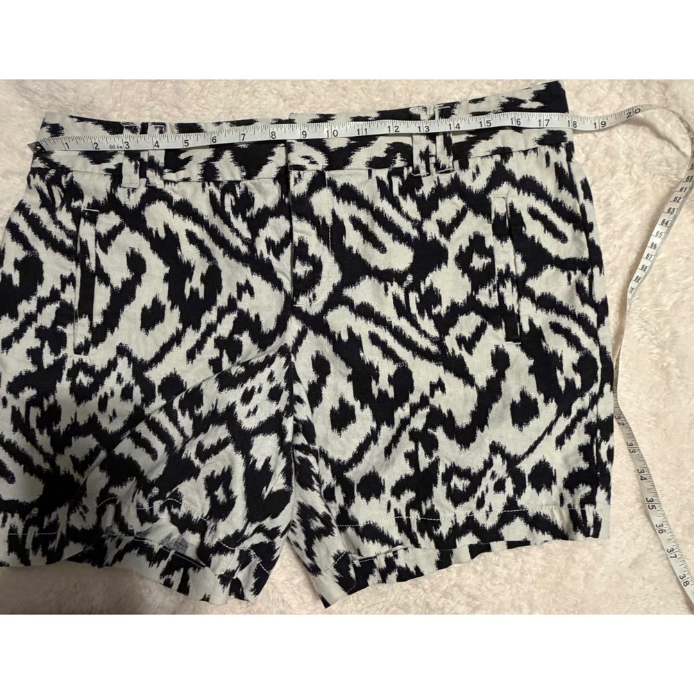 LOFT Womens Black White Ikat Abstract Print Linen Cotton Shorts Size 10 - Picture 6 of 9